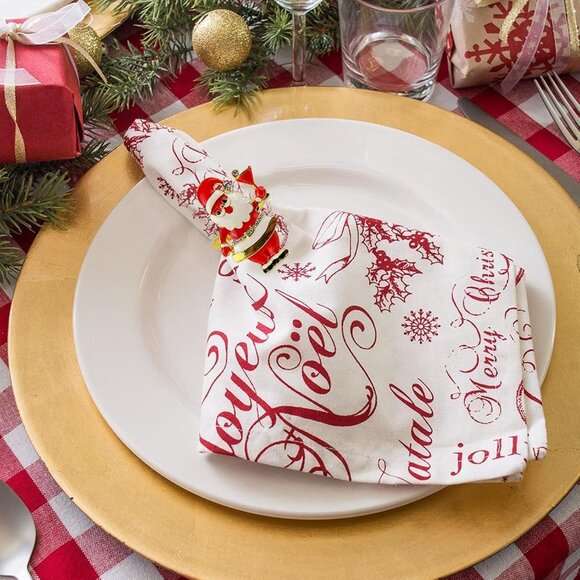 Xmas Napkin Rings Set of 6, Father Chirstmas Napkin Ring for Wedding, Thanksgivi - Picture 3 of 6